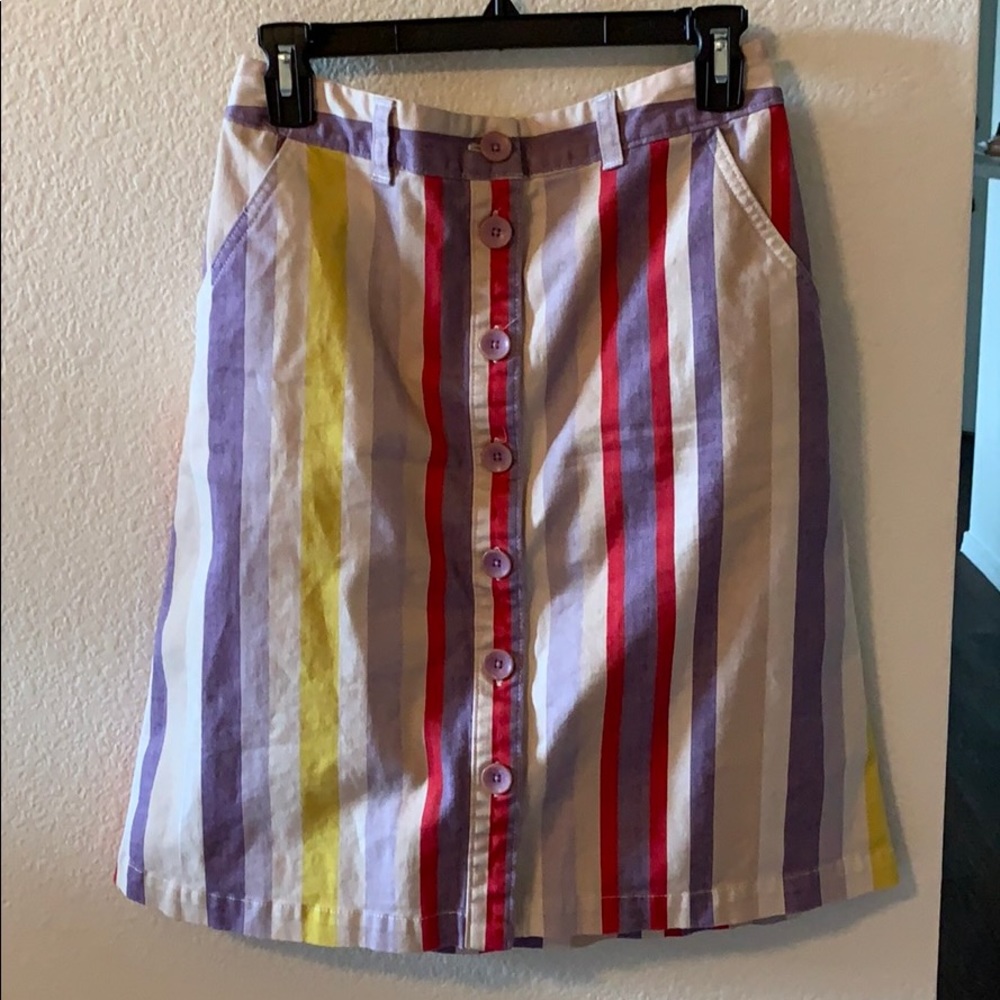 Anthropologie Maeve striped button front skirt